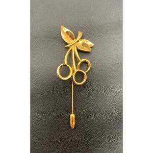 Vintage Gold Tone Golden Cherries Stick Pin